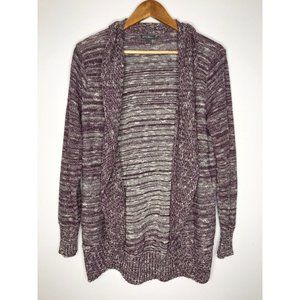 Eddie Bauer Women's Large Purple Heathered Pattern Open Front Cardigan Sweater